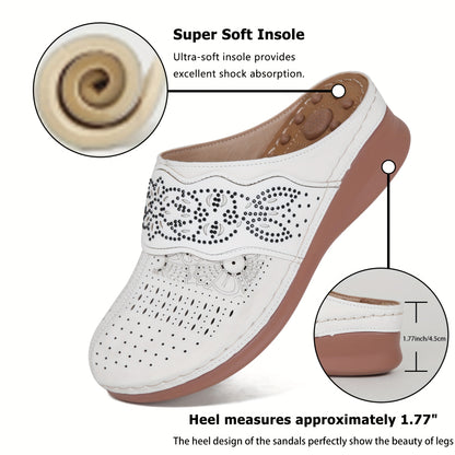 Women's Comfortable Wedge Sandals - Arch Support, Platform, Hollow Out Design, Perforated Toe, Heel Cushion, Perfect for Casual Outdoor Summer