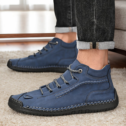 GREKS Men's Plus Size Handmade Ankle Boots - Lightweight Slip-On, Breathable, Durable Mid-Top Driving And Walking Loafers