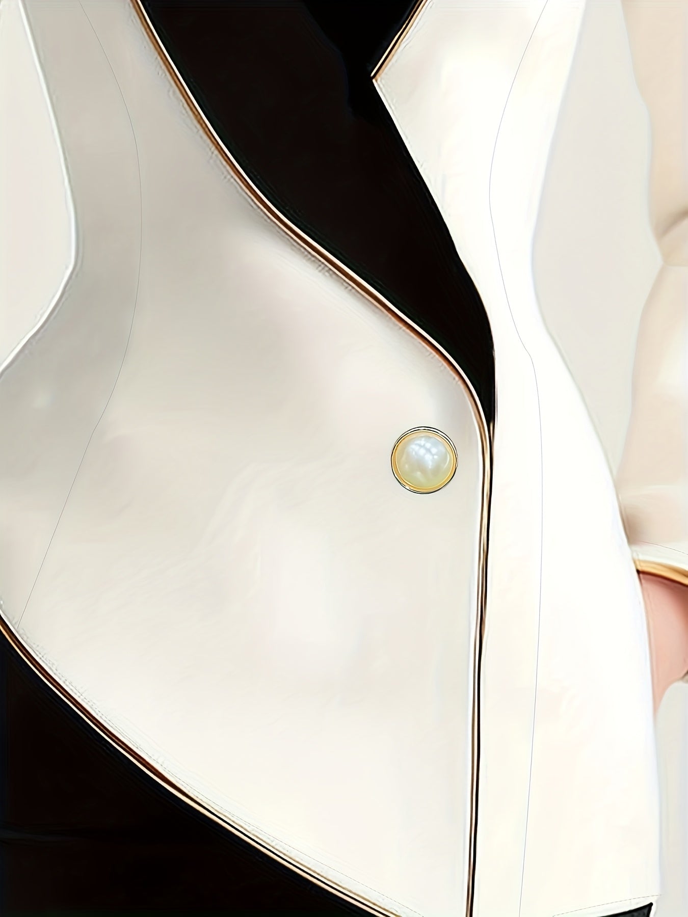 Elegant Asymmetrical Color-Block Lapel Suit Jacket