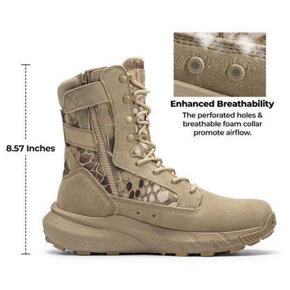 Men's Breathable Zipper Work Boots Side Lightweight Hiking Motorcycle Boots