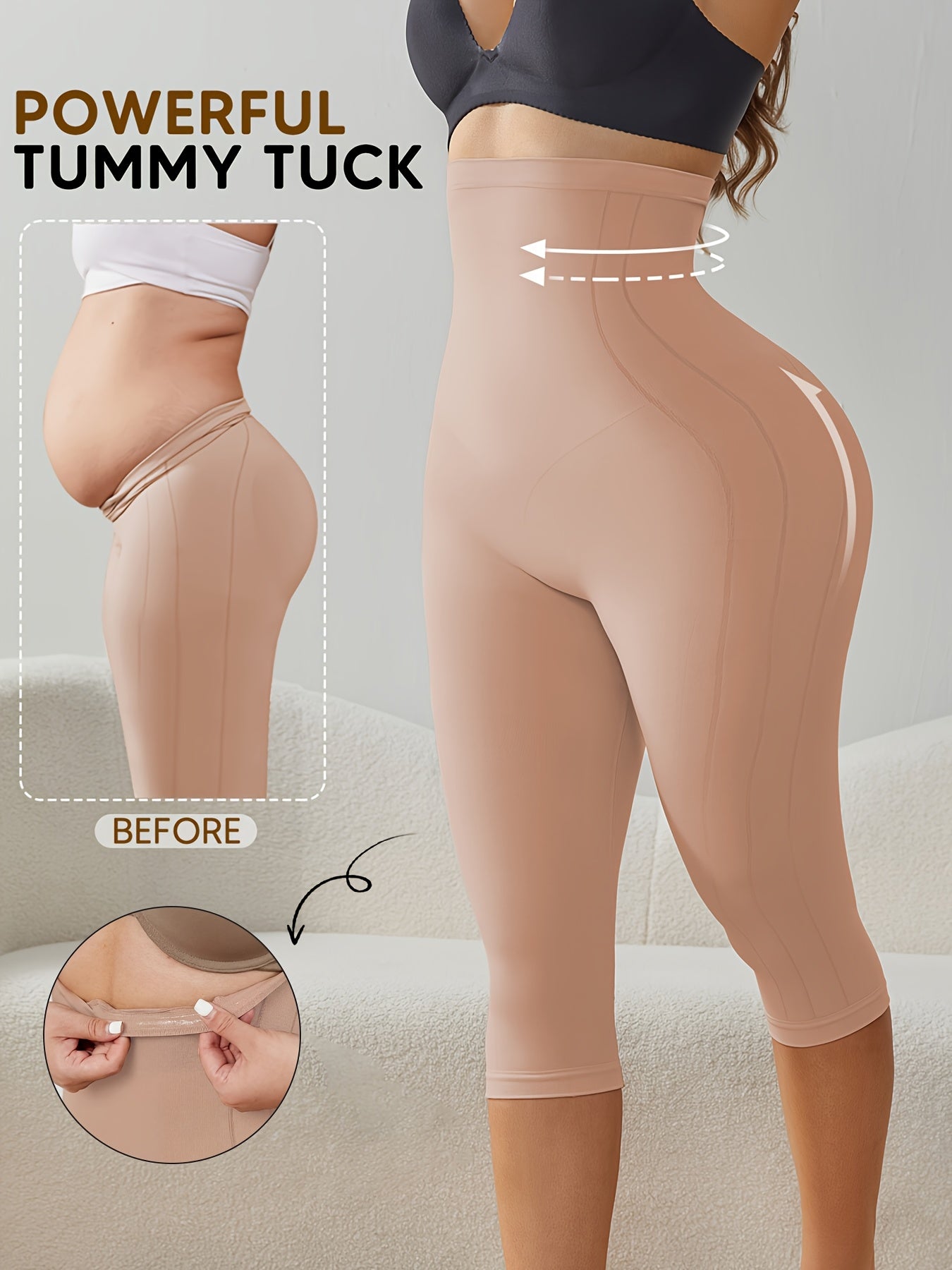 Solid High-Waisted Shaping Shorts Featuring an Anti-Slip Strip, Designed for Tummy Control And Butt Lifting. These Comfortable And Highly Elastic Shapewear Pieces Are Excellent for Abdominal And Hip Lifting