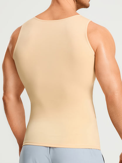 (Set of 2) Men'S Shaping Compression Vest - Designed for Tummy Control, Sweat Absorption, Breathability, Quick-Drying, Four-Way Stretch, Sleeveless, Undershirt, Fitness, Abdominal Support. (Same Style Single Item SPU999137175), Sweat-Resistant