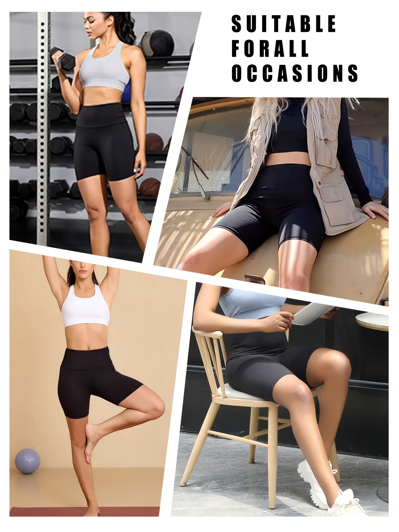 4 Pack 6"High Waisted Shorts for Women, Super Soft No See Through Workout Yoga Athletic Shorts Running