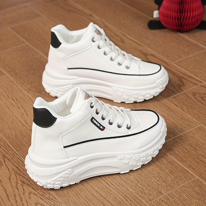 Autumn High Top Shoes Women's New Small White Shoes Casual Women's Shoes Thick Sole Show High Soft Sole Shoes, Women Shoes, Sneakers
