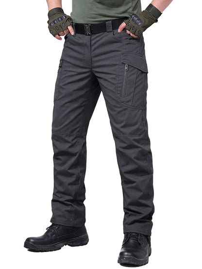 Men's Ripstop Work Pants, Durable Stretch Trail Trousers with Lightweight Breathable Comfort, Quick Dry Training Cargo Pants, Wear-Resistant Construction and Functional Multi-Pocket Design for Outdoor Travel, Camping and Trekking, Grey