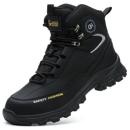 Men's Steel-Toe Work-Style Boots - Rubber Traction Sole and Cushioned Insole