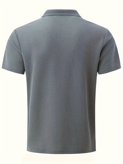 Men's Ice Silky Elastic Solid Short Sleeved Lapel Golf Shirt, Summer Outdoor Cool Polo Shirt T-shirt, Men's Gift