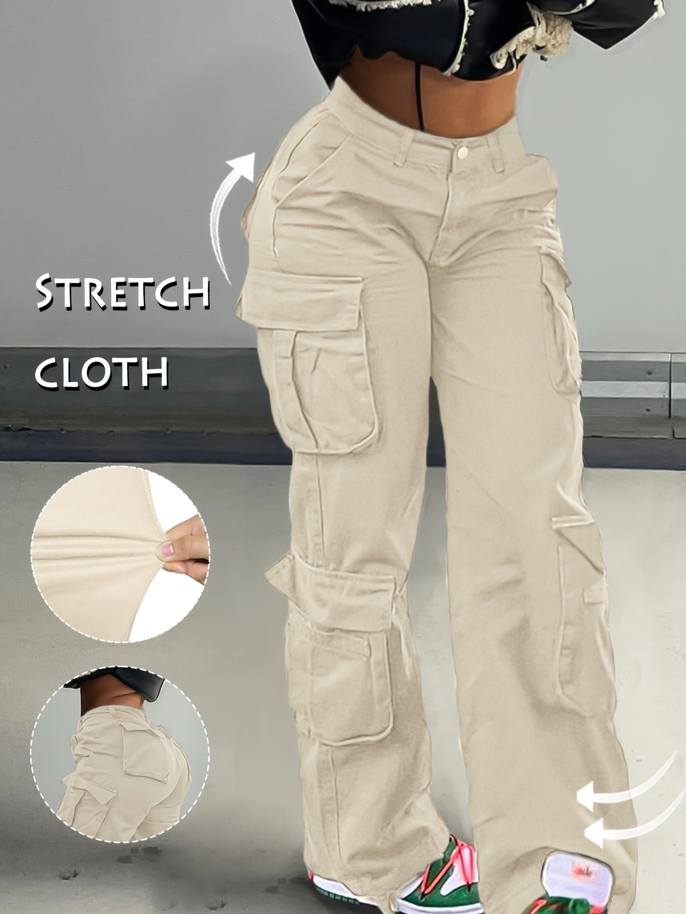 Street Hip-Hop Style Low Waist Multi Pocket Workwear Casual Denim Workwear Pants