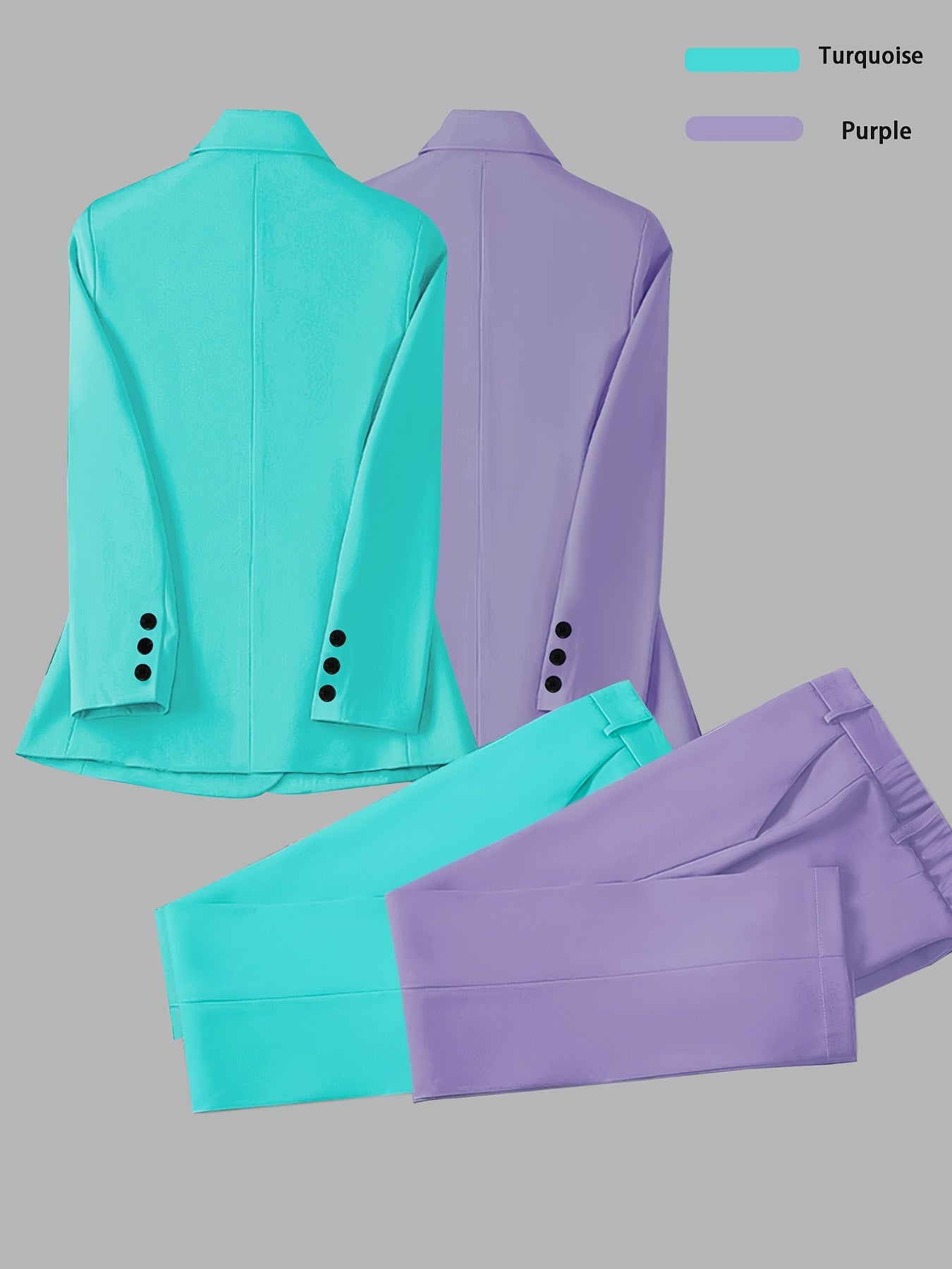 Elegant Women's Suit Set, Fashionable Business Style Solid Color Professional Blazer and Trousers 4pcs Set