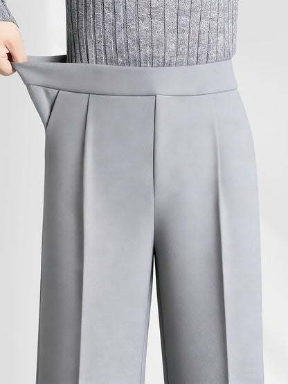 4pcs Spring And Summer Women'S New Slim Fit Narrow Version Casual Elegant Solid Color Women'S Trousers High Waist Slim Fit Comfortable Professional Formal Straight Tube Hanging Feeling High-end Design Suit Pants
