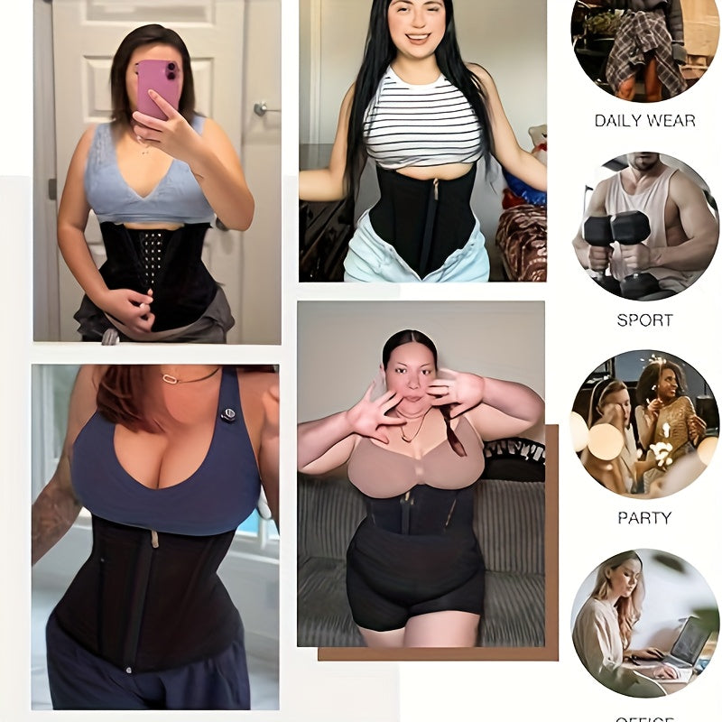 Women's Waist Trainer with Zipper Closure Hooks Corset Ideal for Gym Everyday - product view 4