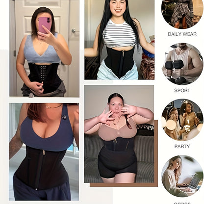Women's Waist Trainer with Zipper Closure Hooks Corset Ideal for Gym Everyday - product view 4