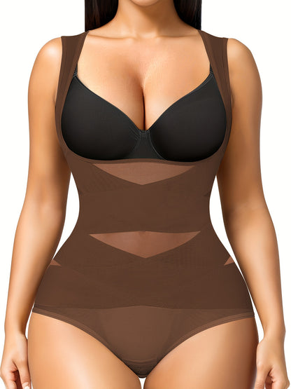 Women's Shapewear Bodysuit, Tummy Control High-Waist Panty, Butt Lifter, Underwear with Wide Straps Comfortable U-Shape Push Up Design, Breathable Body Shaper