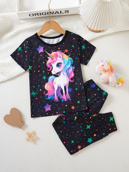 Girls' Unicorn Outfit Set - Short Sleeve Fall