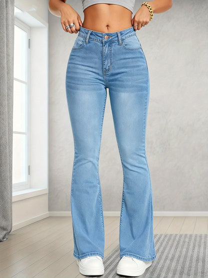 Women'S Flared Slim-Fit Jeans, Suitable for All Seasons And Special Occasions As Both Formal And Casual Wear. Ideal for Parties, Outings And Social Gatherings. Durable Fabric, Premium Stitching, Fashionable Denim Trousers
