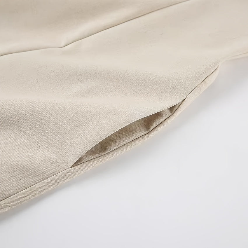 [Linen Beach Dress] Womens Linen Beach Dress Backless Sleeveless Wrap High Waist A Line Casual Summer Vacation Flowy Sundress Three Colors Light Grey Linen Beige Ivory White