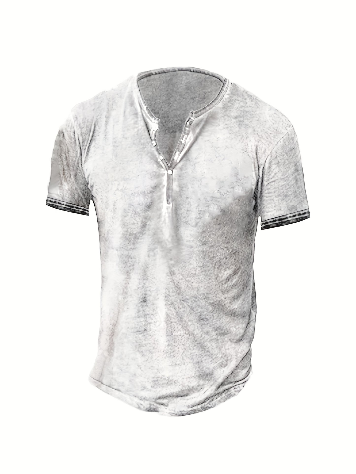 Mens Distressed Henley Shirts Short Sleeve Button T-Shirt Slim Fit Cotton Casual Shirt