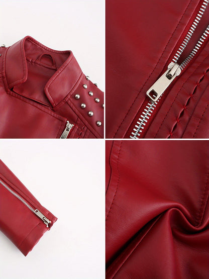 Women'S Beaded Jacket Women Long Sleeve Fashion Jacket Lapel Biker Clothing