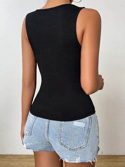 Women'S Fashionable Heart-Cutout Rhinestone-Embellished Camisole Top