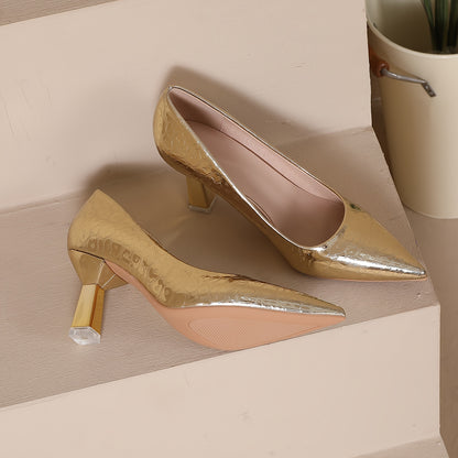 High Heeled Shoes for Women, New Style. Coarse Heel, Simple, Noble, Fashionable, Pointed, Breathable, Fashionable, Single Shoe for Women, Women Shoes