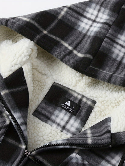 Men'S Heavyweight Fleece Hoodies Jacket - Full Zip Up Thick Sherpa Lined Flannel Plaid Shirt Jacket