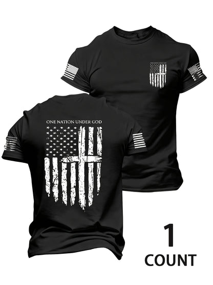MIXECI Brand Teenager'S Letter Flag Pattern Printed Round Neck T-Shirt, Summer Outdoor Sports Short Sleeve, For Teenager