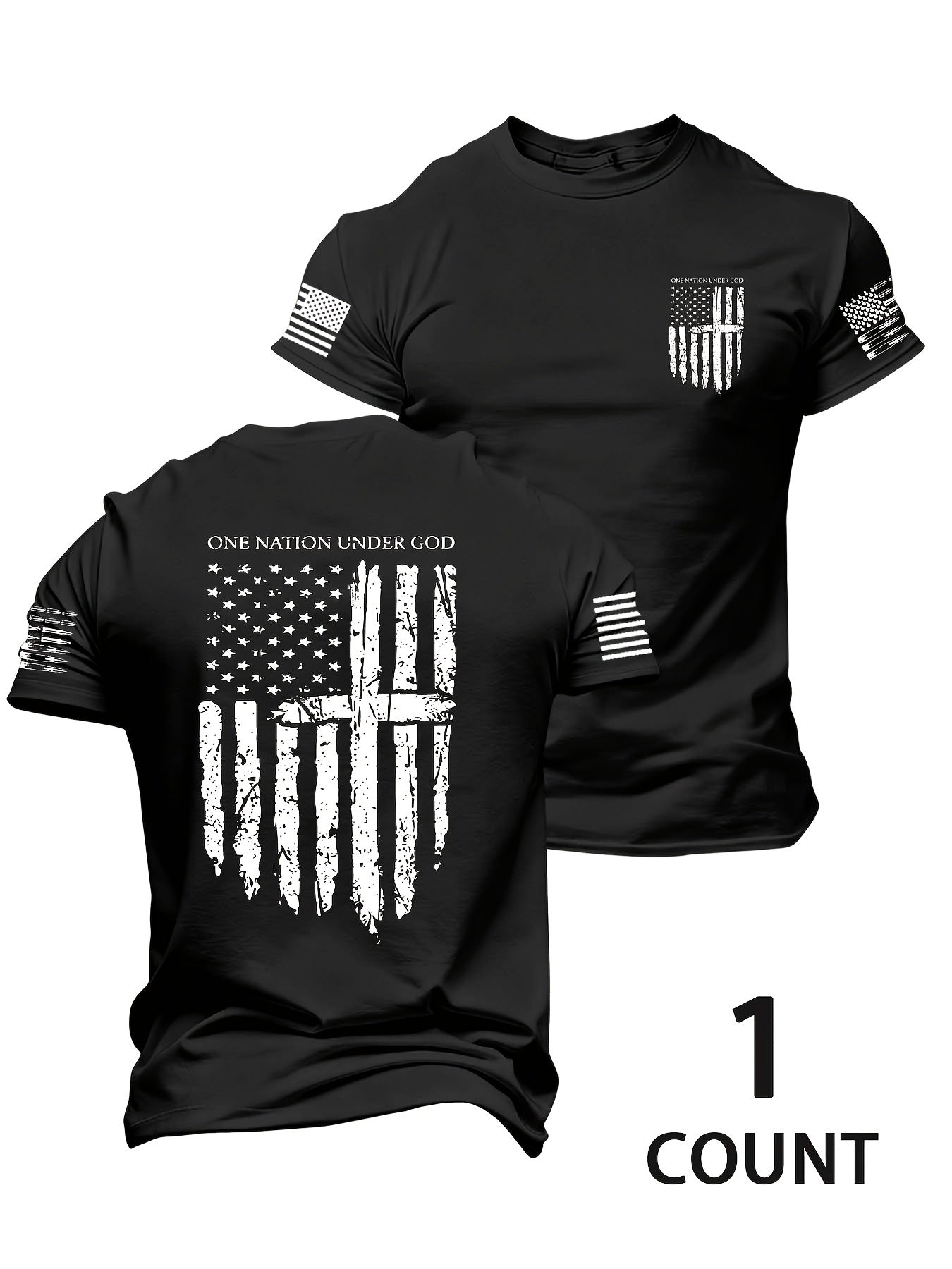MIXECI Brand Teenager'S Letter Flag Pattern Printed Round Neck T-Shirt, Summer Outdoor Sports Short Sleeve, For Teenager