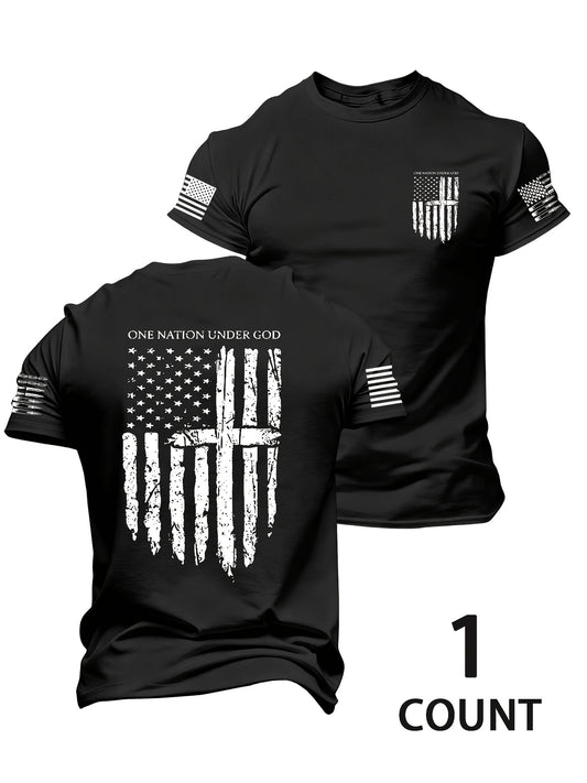 MIXECI Brand Teenager'S Letter Flag Pattern Printed Round Neck T-Shirt, Summer Outdoor Sports Short Sleeve, For Teenager