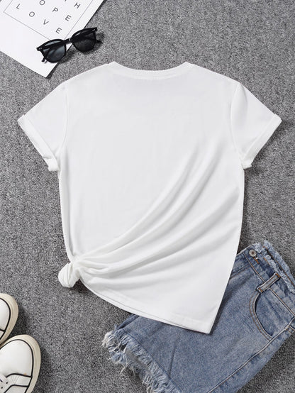 Elegant Light Luxury High-end Temperament Style Wear! Women's Printed T-Shirt-Pearl Diamond Jewelry Women's Design | Light Luxury Gorgeous Daily | Soft and Breathable Upper Body Fabric, Spring and Summer Casual Round Neck Short-sleeved Top