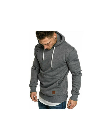 CRAZYHONEY Men Hoodie Casual Hooded Solid Pocket Cup Slim Fit Sweatshirts Pullover Sweater Tops Long Sleeve
