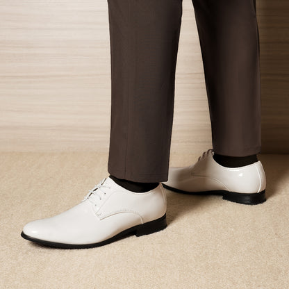 Men's Faux Patent Derby Shoes | Non-Slip Formal Lace-Ups for Wedding & Outdoor Activities