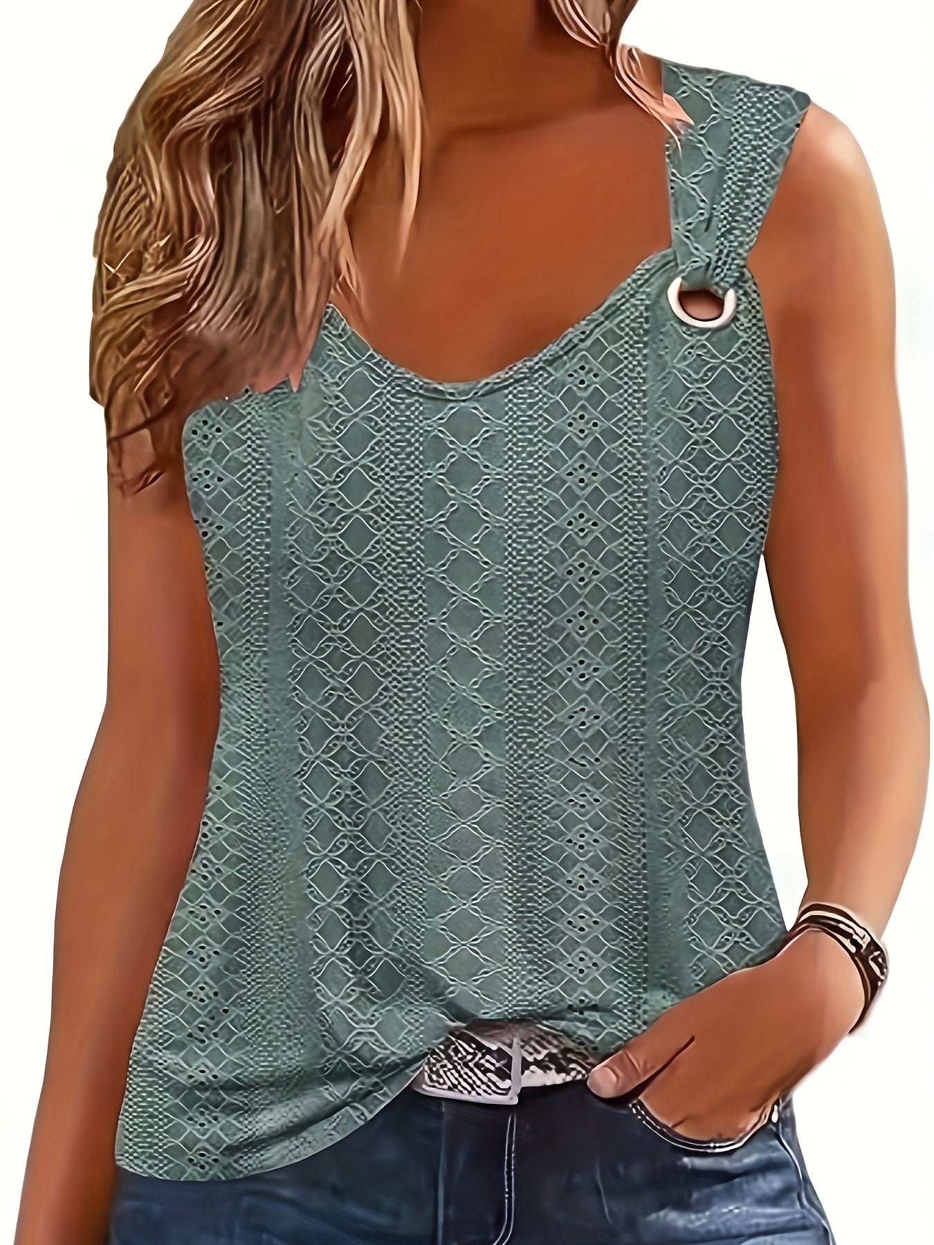 Summer Ladies Trendy T-shirt V-neck Sleeveless Tops Casual Loose Comfortable Vest Women