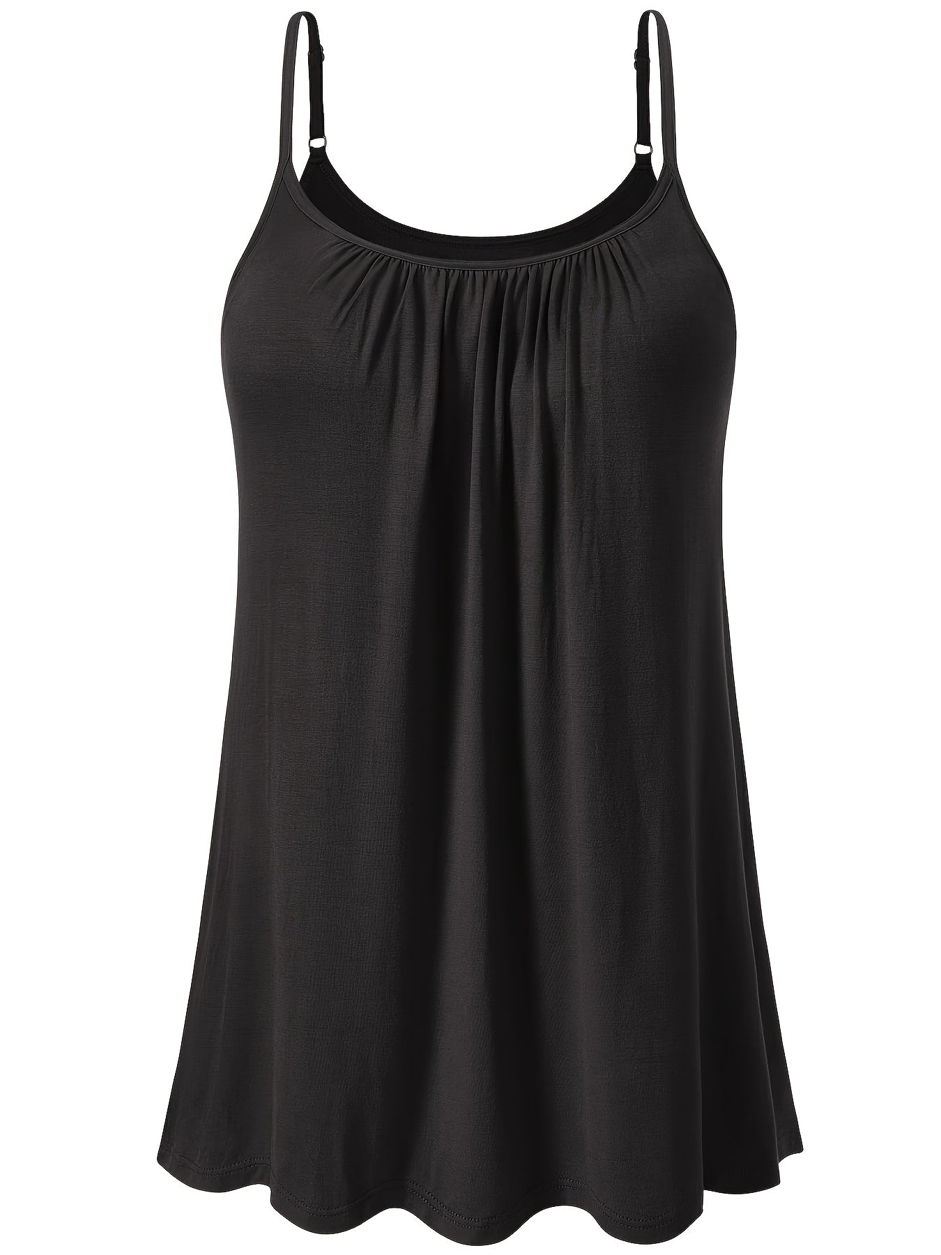 Vislivin Summer Women'S Camisole Tops with Built-In Bra - Seamless Sleeveless Tank Tops, Soft Flowy Loose Fit Cami with Adjustable Spaghetti Straps, Comfy Elegant Blouse for Casual Wear
