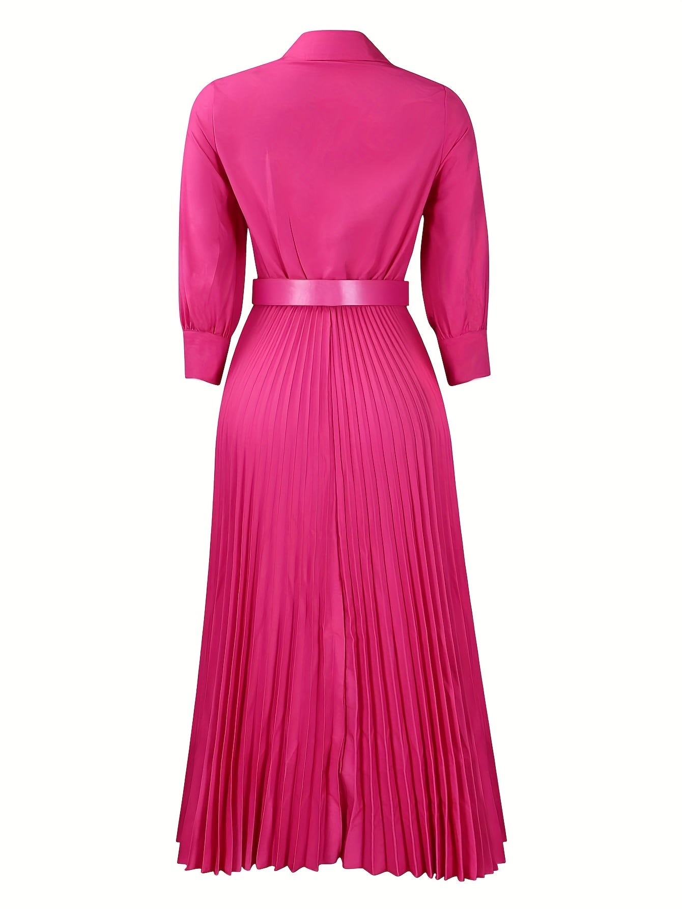 Women's Dress, 3/4 Sleeve Flared A Line, Casual Semi Formal with Belt, Wedding Guest Office Lady
