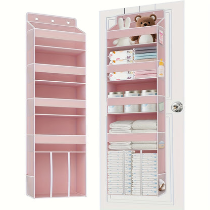 Hanging Organizer for Doors - Features 6 Shelves with 6 Clear Front Pockets And 12 Side Pockets - Can Hold Up to 50LB for Secure Storage Behind Doors in Closets, Bedrooms, Bathrooms, And for Essentials