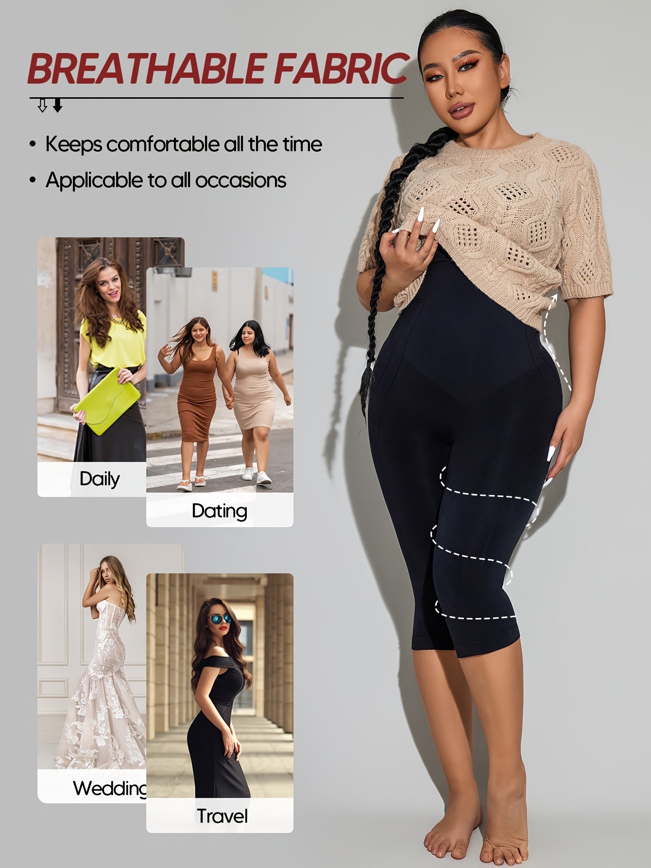 Solid High-Waisted Shaping Shorts Featuring an Anti-Slip Strip, Designed for Tummy Control And Butt Lifting. These Comfortable And Highly Elastic Shapewear Pieces Are Excellent for Abdominal And Hip Lifting