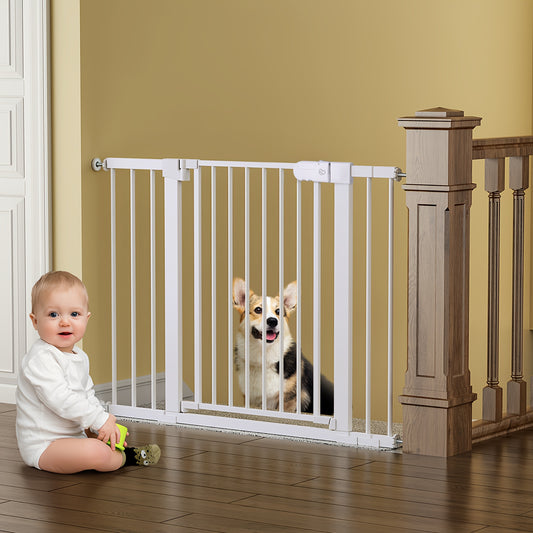 Adjustable Metal Gate - 27-43 Inch Width - Adjustable-width metal barrier in black or white – black option – main product ima