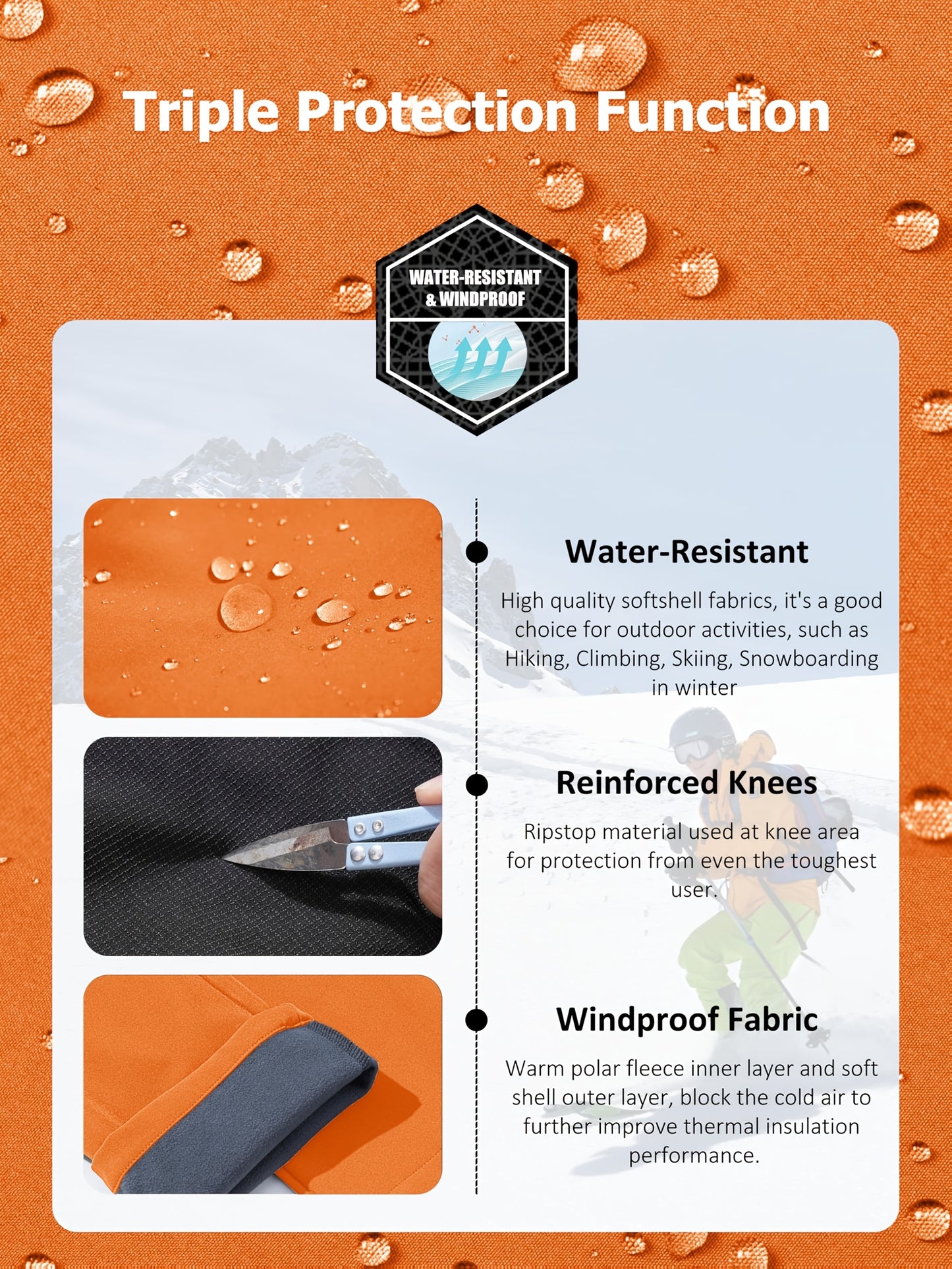 Men's Winter Fleece Pants Outdoor Softshell Pants Thickened Warm Lined Camping Fishing Trekking Hiking Pants Casual Trousers