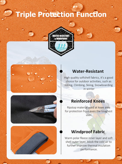 Men's Winter Fleece Pants Outdoor Softshell Pants Thickened Warm Lined Camping Fishing Trekking Hiking Pants Casual Trousers