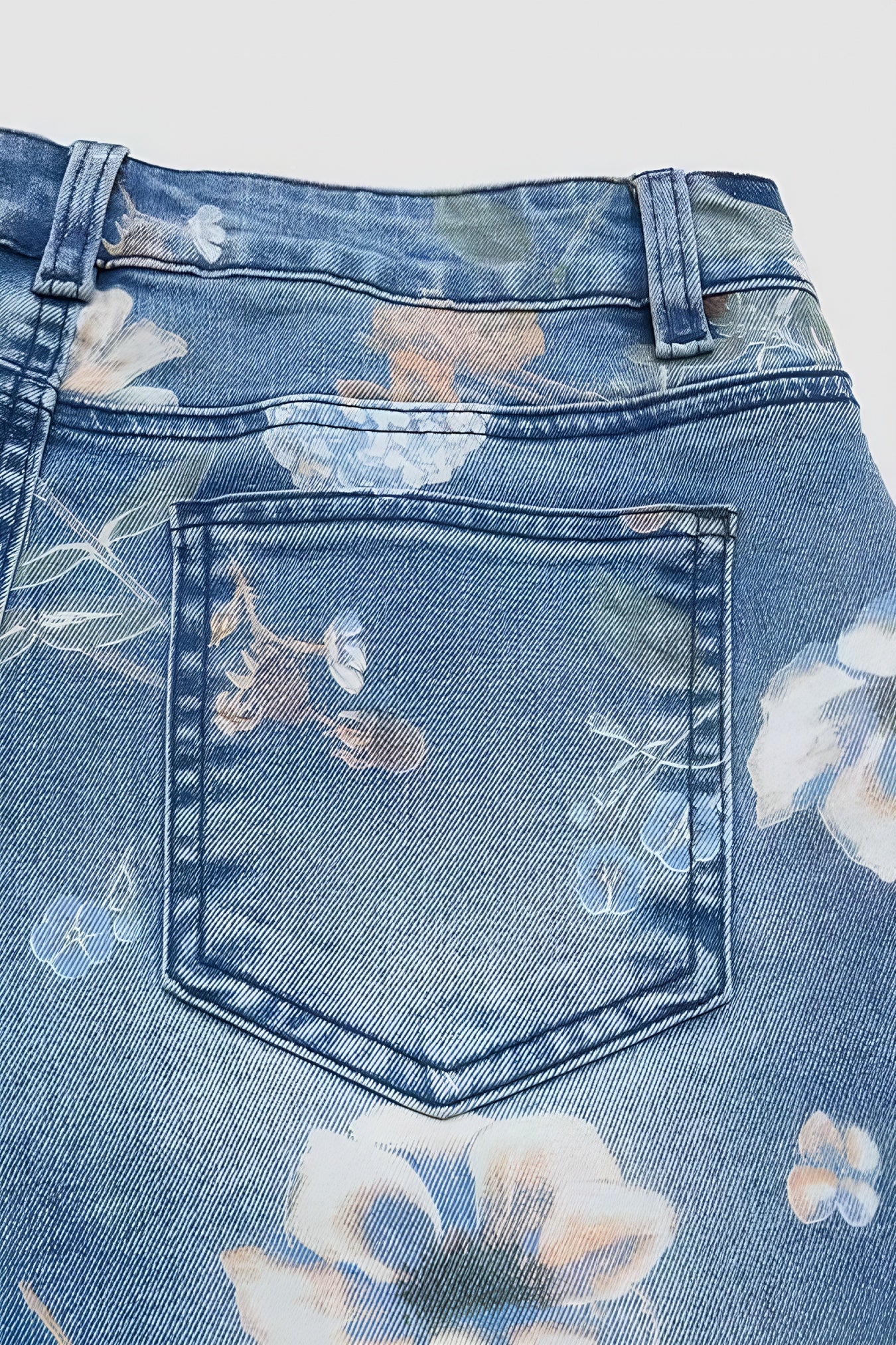 Plus Size Women Summer Clothes Women'S Stretch Floral Print Plus-size Denim Shorts, High-waisted For A Flattering And Effect, Retro Street Style, Highly Stretchy And Comfortable Fit, Perfect For Spring And Summer.