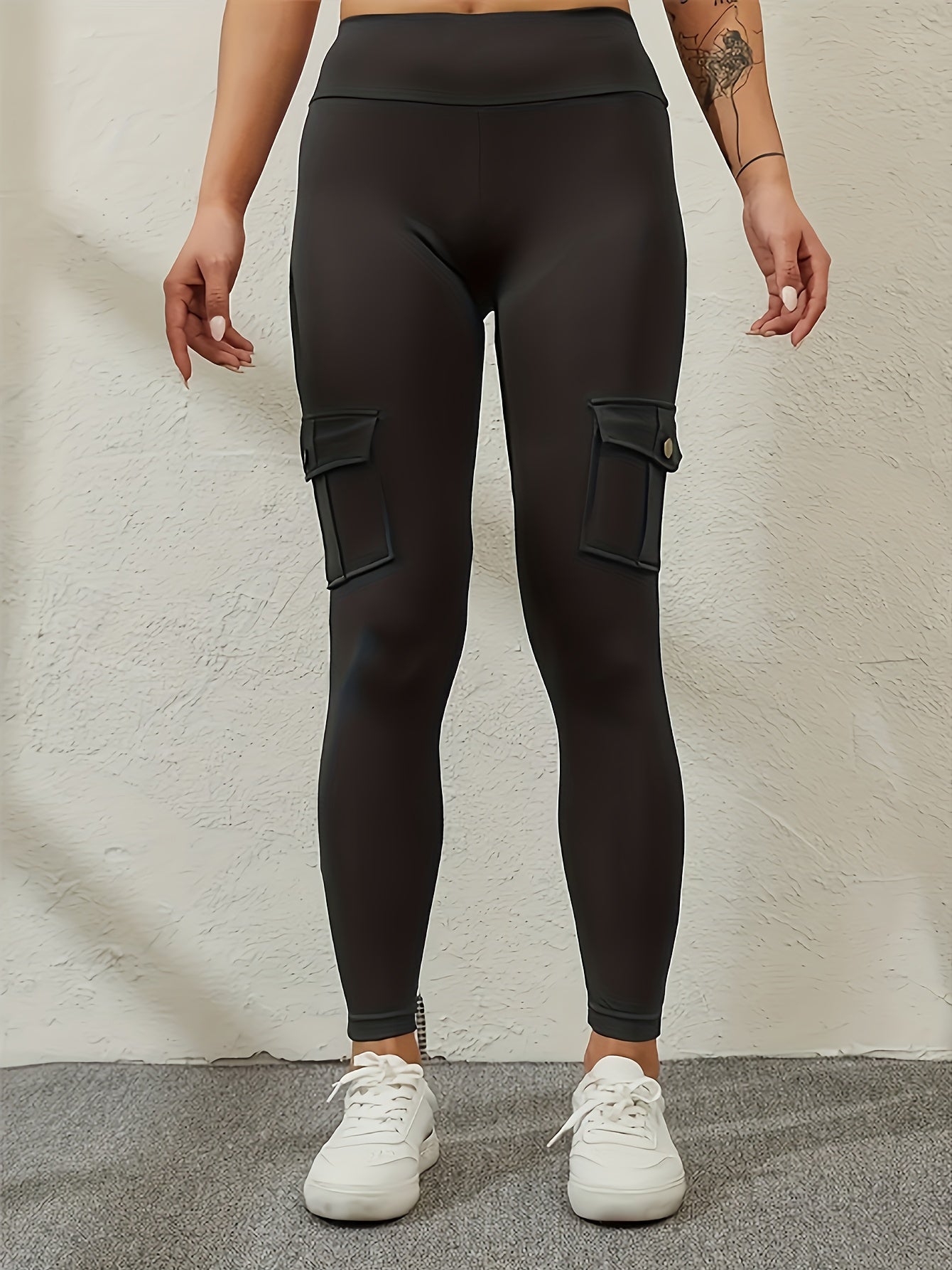PRO-FiT High-Waisted 7/8 Length Yoga Pants with Pockets - Tummy Control & Hip Lift, 4-Way Stretch Non-See-Through Workout Leggings, Gym, Training, or Casual Wear (Solid Color Tight Athletic Pants)