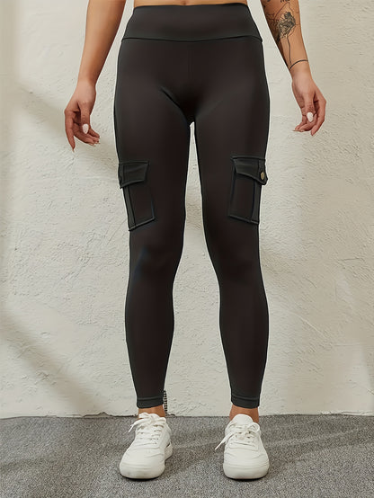 PRO-FiT High-Waisted 7/8 Length Yoga Pants with Pockets - Tummy Control & Hip Lift, 4-Way Stretch Non-See-Through Workout Leggings, Gym, Training, or Casual Wear (Solid Color Tight Athletic Pants)