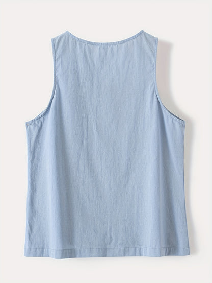 Women Solid Color Single Breasted Tank Top - Fashionable Sleeveless Design for Summer Casual Wear - Comfortable & Stylish Wardrobe Essential