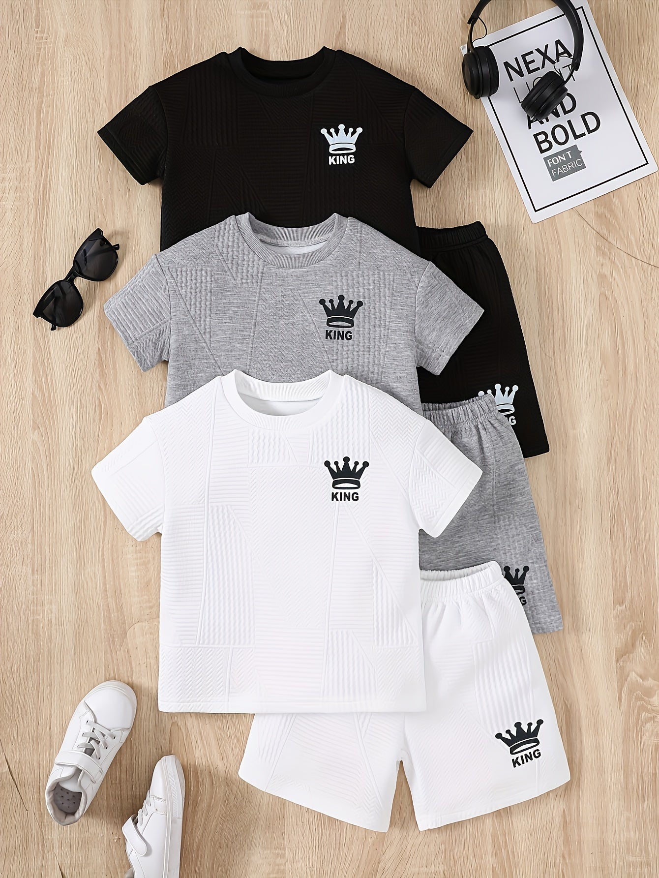 6pcs Short-sleeved Suit Spring And Summer New Comfortable And Breathable Clothes Boy Shorts Clothing T-shirt Summer Clothing Outdoor Sports, for Outdoor