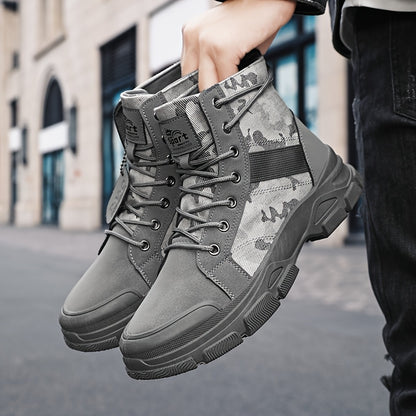 [Tactical Boots for Men] ZHENYUEZU Men's Tactical Boots - Durable PU & Fabric Upper, Non-Slip PVC Outsole | All-Season Beige/ Camouflage Colorway, Lace-Up Closure for Hiking, Hunting, Everyday - Outdoor Boots, Camouflage Boots, Hiking Footwear