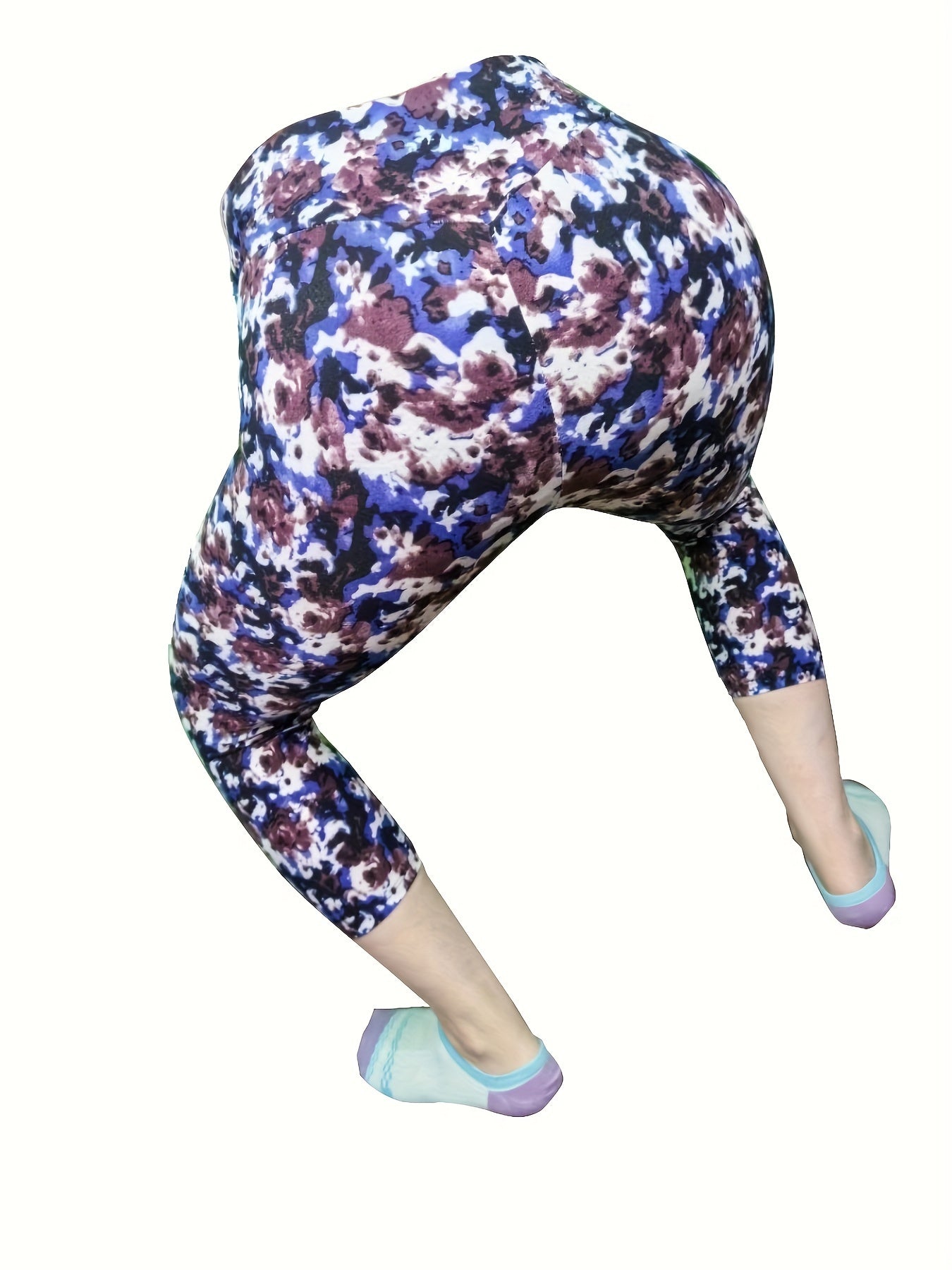 Women's High-Waisted Capri Leggings - Smooth Polyester Blend with Spandex, High Stretch, Three Quarter Length | Perfect for Yoga, Sports, Workout | Super Soft, Elastic Waistband, No Sheer