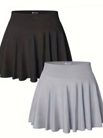 Ladies' Two-Piece Skirts Featuring a 2-In-1 Design, Flowy And Cheeky Short Styles, Stretchy Flared Casual Mini Skirts for Women'S Fashion Bottoms