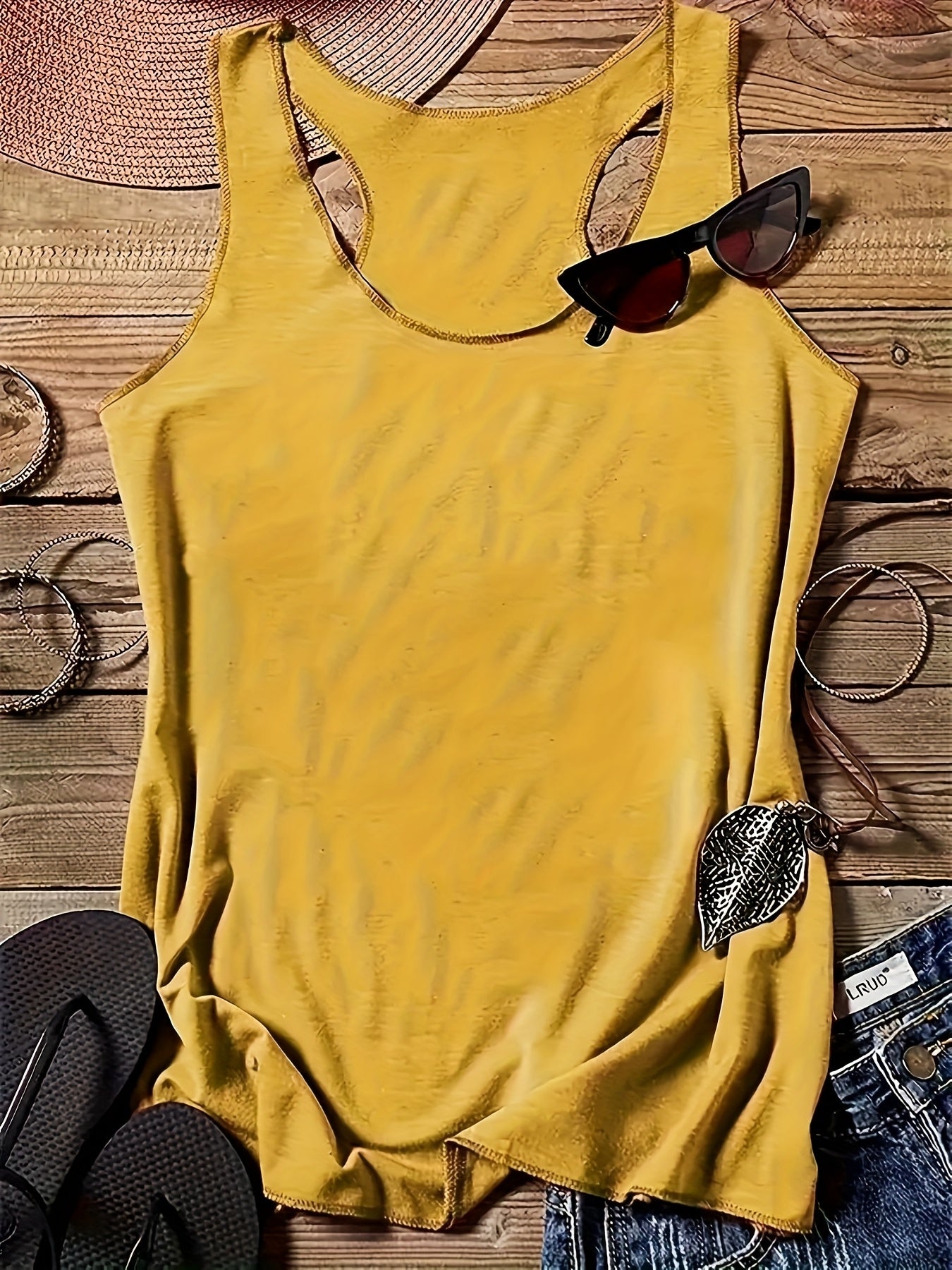 Sinhoon 5pcs Stretchy Fabric Sleeveless Tank Tops - Comfortable Round Neck Casual Tops for Spring & Summer - Versatile Clothing