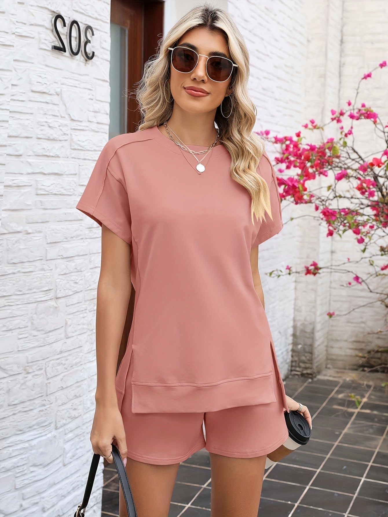 Women's Dirty Pink Short-Sleeve Shorts - product view 17