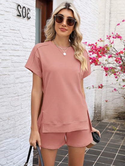 Women's Dirty Pink Short-Sleeve Shorts - product view 5